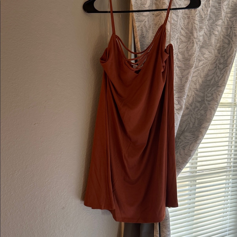 Socialite Rust Slip Mini Dress with Spaghetti Straps
